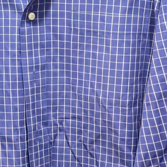 Brooks Brothers Men's Long Sleeve Dress Shirt - Blue Checkered Neck size 16.5 - Picture 9 of 13